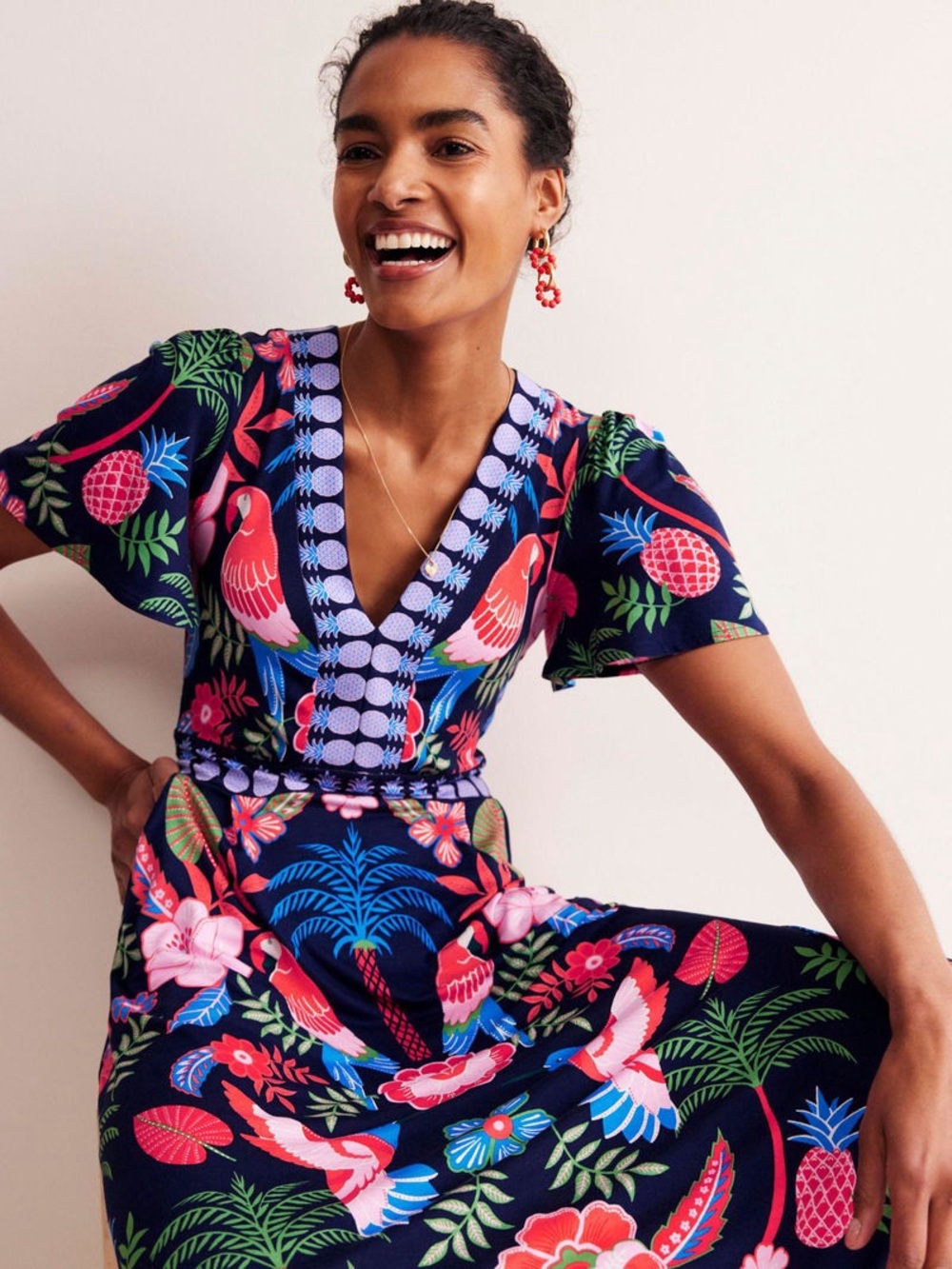 Boden Tropical Parrot Print Maxi Dress- NWT Sz 10 - Picture 3 of 6